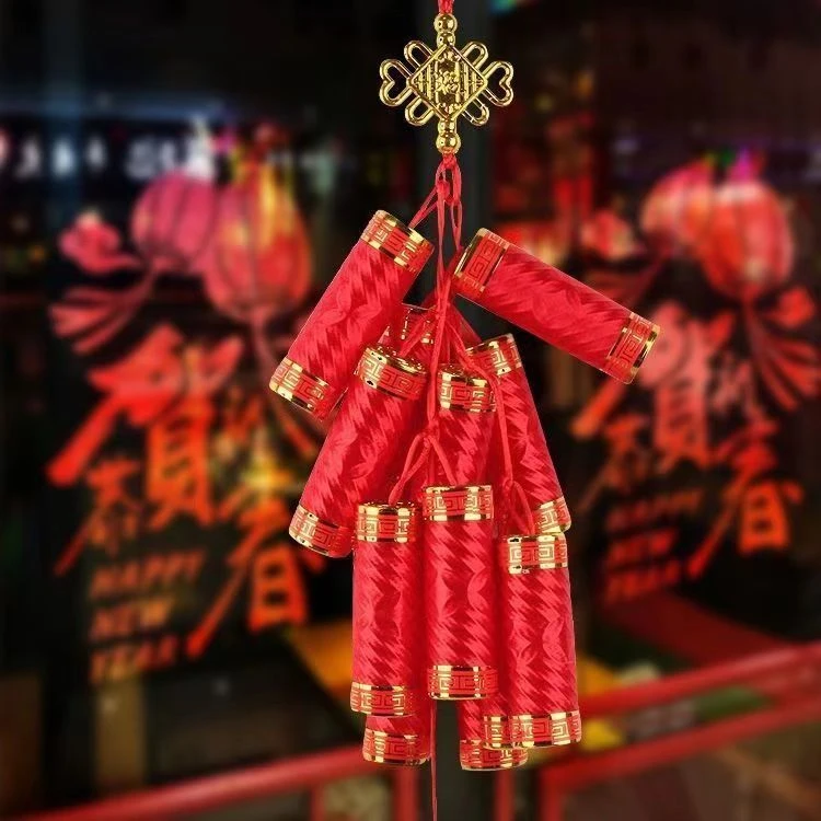 新款新春节假日大红鞭炮串商城客厅布置装饰乔迁新居红红火火挂饰