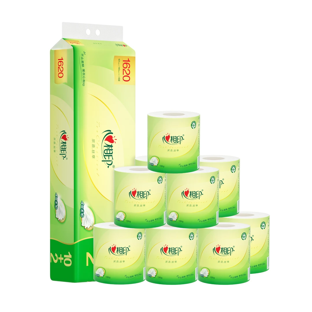 心相印卷纸纸巾4层135克12卷亲肤加厚卫生纸卷家用实惠整箱家庭装