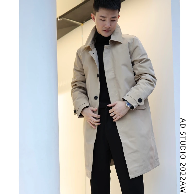 【素系列·黑咖】冬季轻薄款风衣款羽绒服