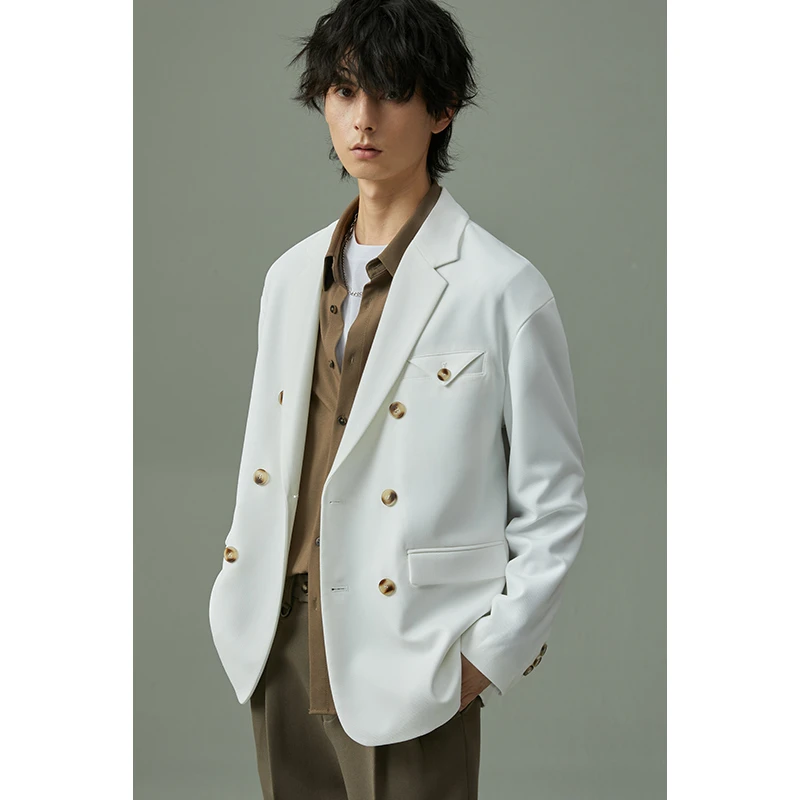 小众设计感白色休闲西服男痞帅轻熟韩版小西装男士英伦外套DM625