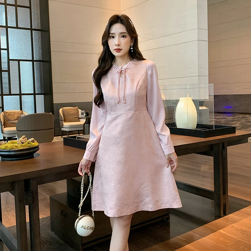 奢姿2025年秋季新款大码女装新中式旗袍裙子胖妹妹拼接气质连衣裙