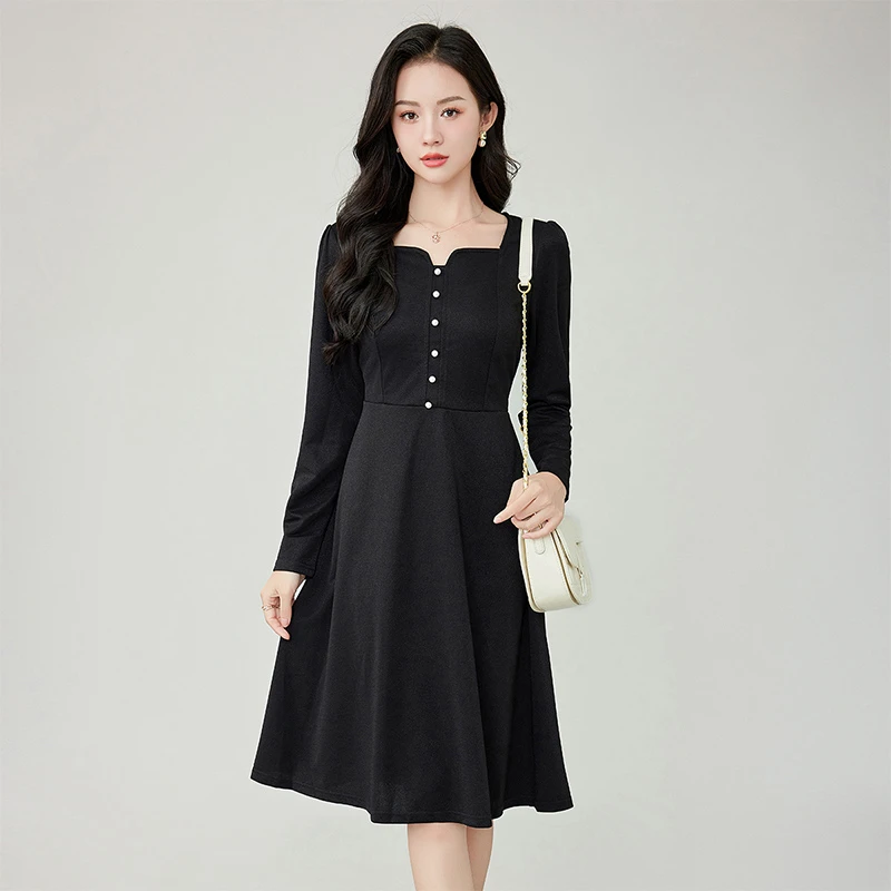 现货奢姿2025年秋装新款大码女装简约时尚裙子胖妹妹宽松连衣裙