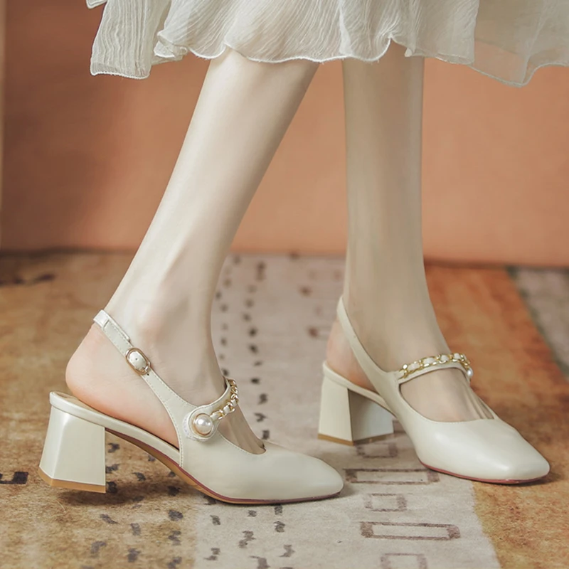 蜜琪玛丽珍鞋女粗跟气质百搭夏季法式温柔仙女风凉鞋一字扣带单鞋