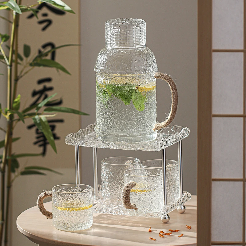 日式冷水壶耐高温大容量家用网红茶杯玻璃杯子水具套装复古待客杯