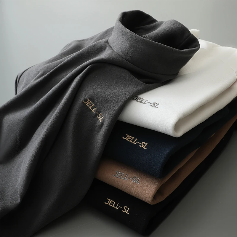 门店199！万针刺绣！半高领男士双面磨毛德绒保暖打底衫！Z199