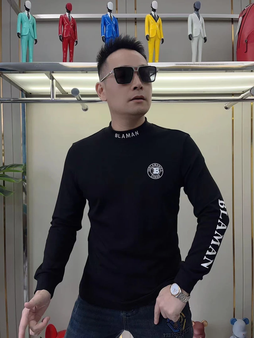 男士莫代尔棉时尚休闲轻奢内里磨毛亲肤长袖T恤<字母B>