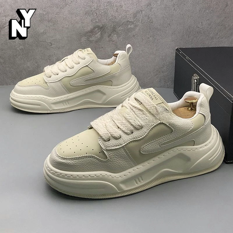 NY欧洲站厚底小白鞋冬季2026新款男鞋潮流休闲面包鞋男士运动板鞋