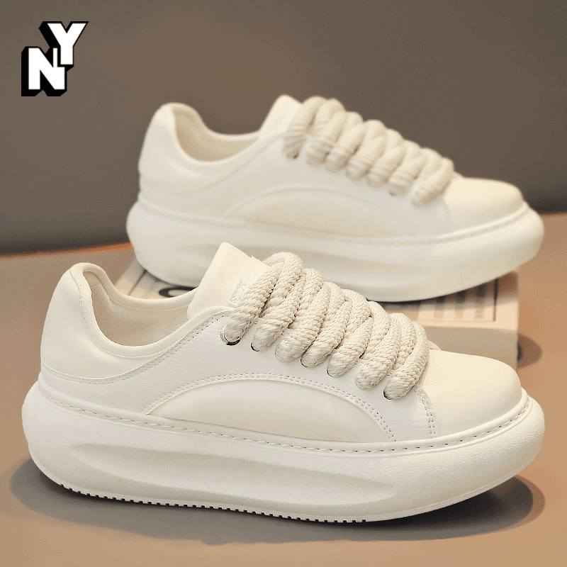 NY潮流时尚纯白低帮板鞋男士春秋季2024新款休闲百搭增高厚底潮鞋