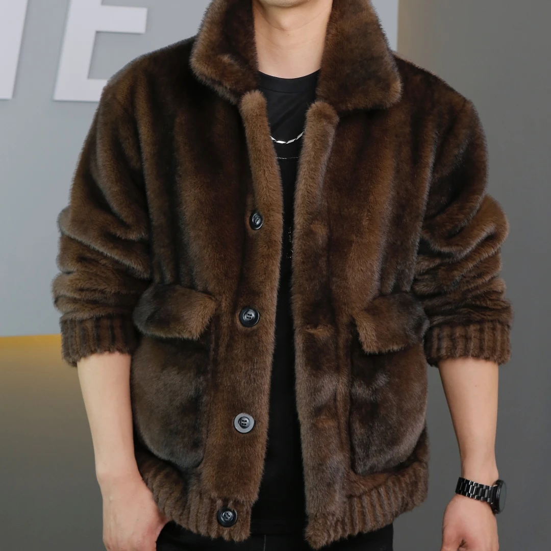 十字纹时尚外套上衣男装短款休闲翻领夹克加厚保暖秋冬男士冬季