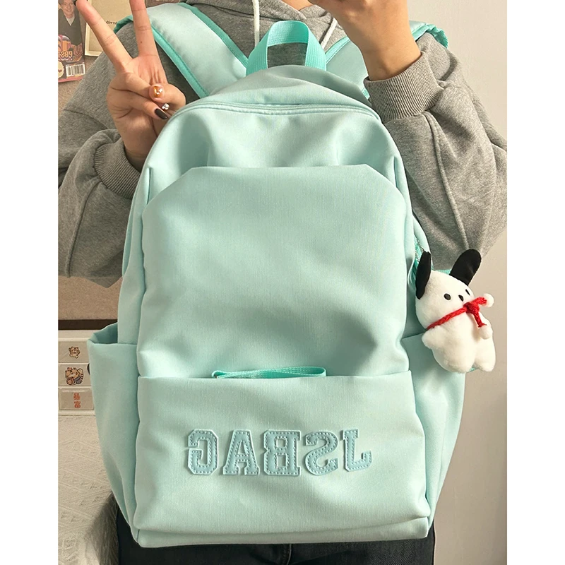 百搭校园新品双肩包简约红色电脑背包高中生大学生大容量女生书包