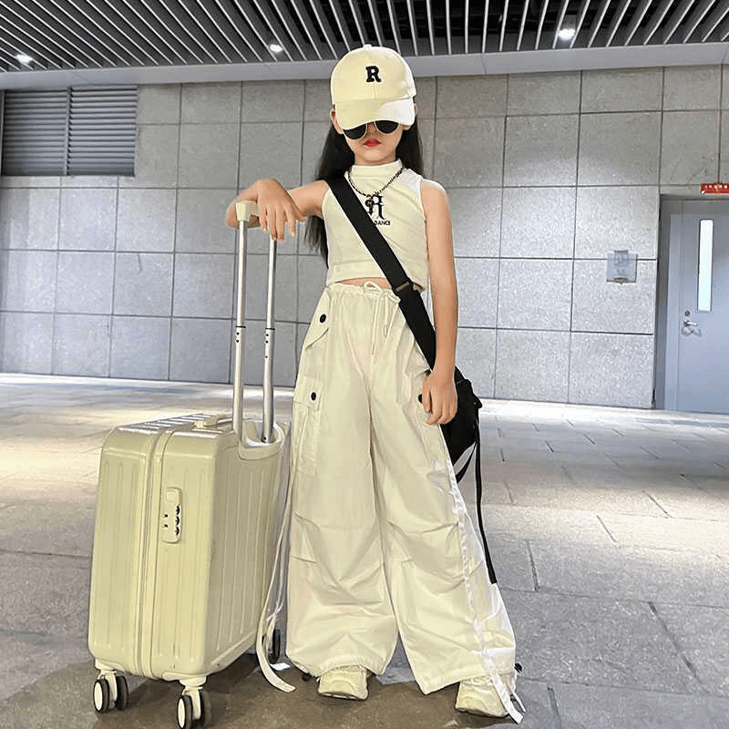 女童洋气工装裤2024夏季新款中大儿童女孩背心休闲炸街两件套潮酷