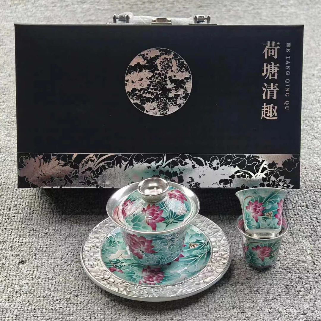 荷塘清趣盖碗两杯套组 Y44