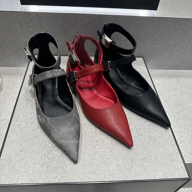 CATTING&KATHY女鞋25夏季新款70381061腕带尖头玛丽珍鞋低跟单鞋