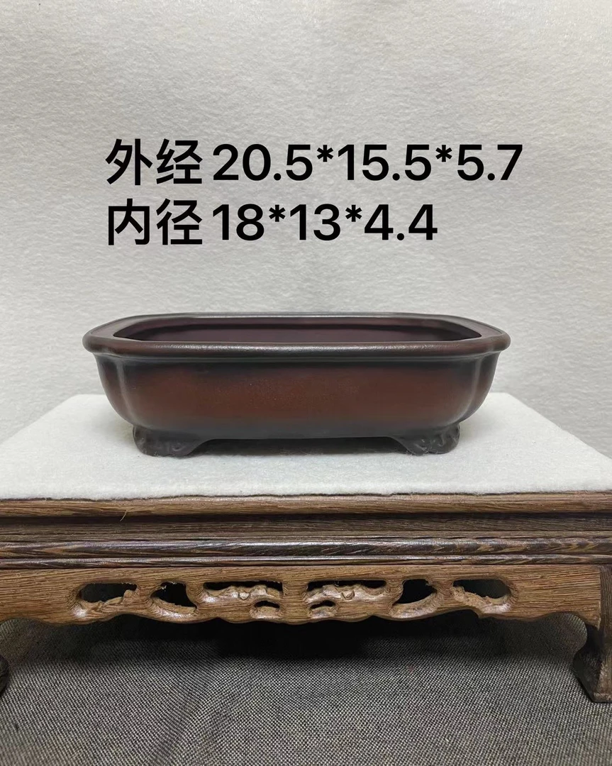 紫砂花盆云足长方马槽手工精工禾阳老师作品