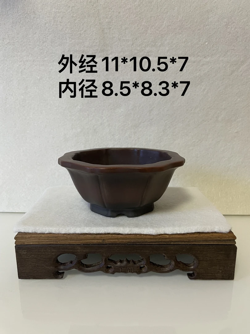 紫砂花盆鲜花盆景盆八方抽脚加高款禾阳老师手工制作