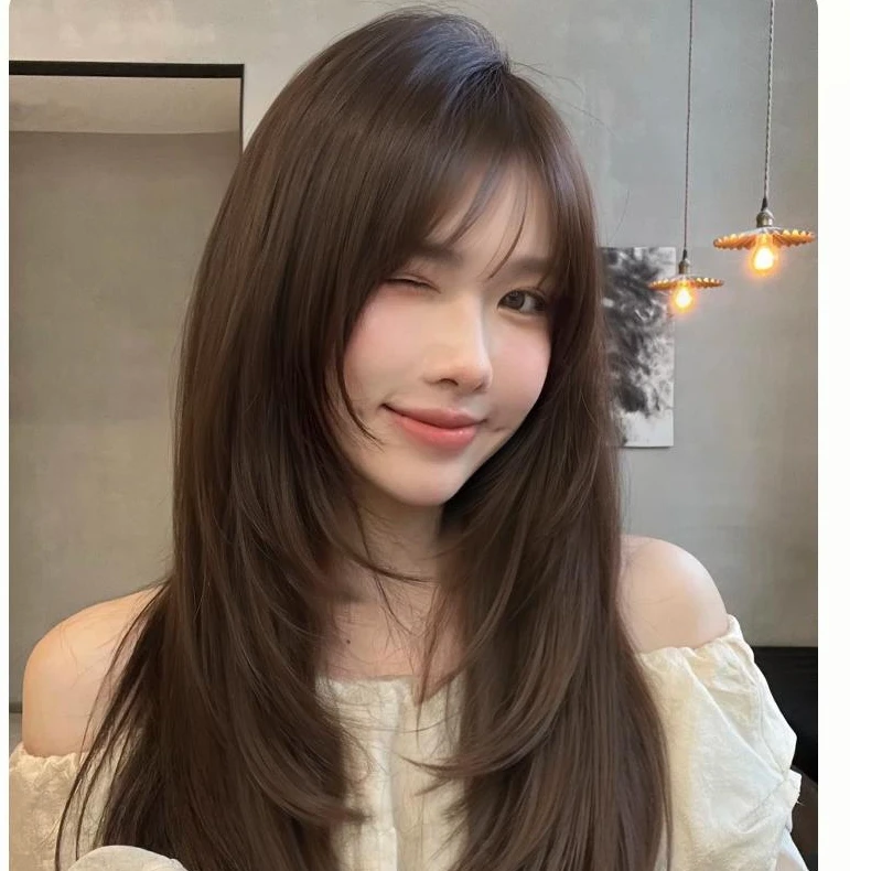 【卿卿日常】假发女款长直发手工前额蕾丝气质中分头皮时尚百搭轻薄