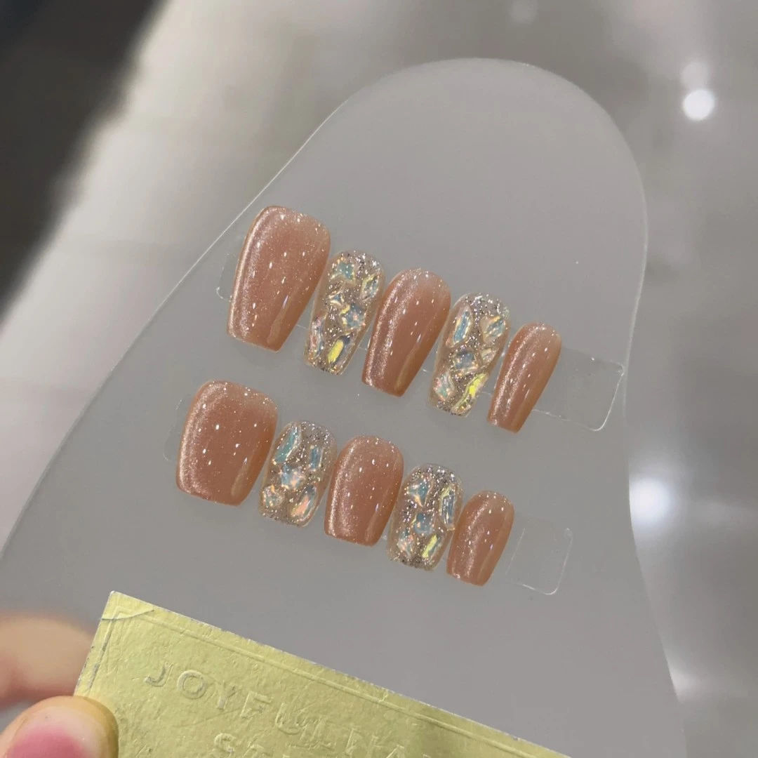 『茉莉花香』纯手工穿戴甲高端光疗美甲可拆卸假指甲贴气质显白