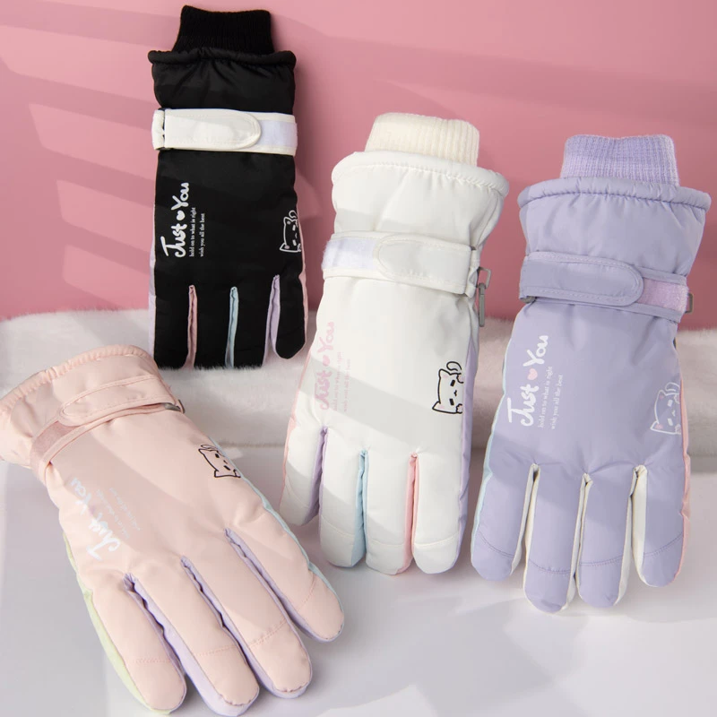 滑雪手套女冬季骑行电动车加绒保暖防风防水触屏冬天骑车防滑加厚