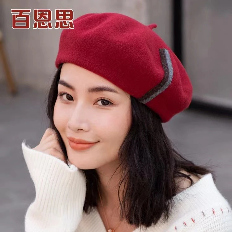 清仓女士贝雷帽秋冬季羊毛呢蓓蕾帽子英伦复古韩版潮韩国百搭日系