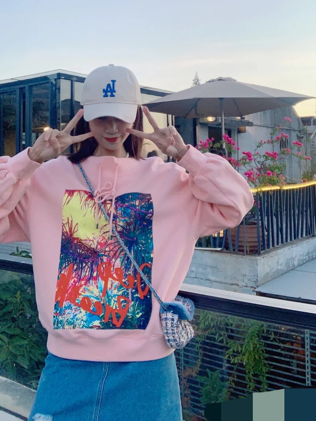 不支持退换1300589粉色加绒卫衣