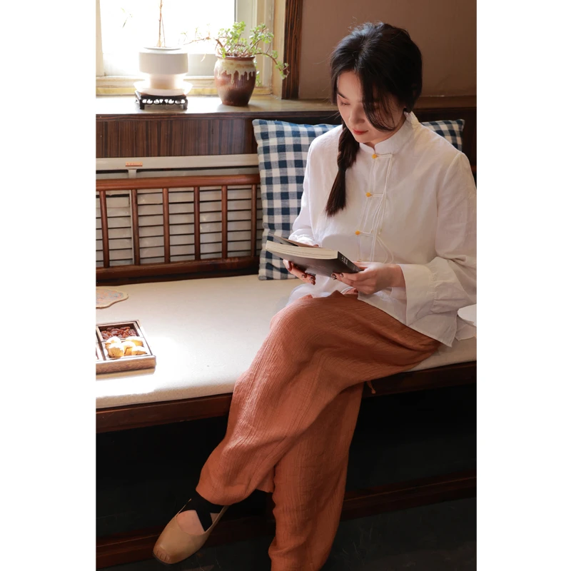 【线上专属】立领小衫（24710170-山矾）