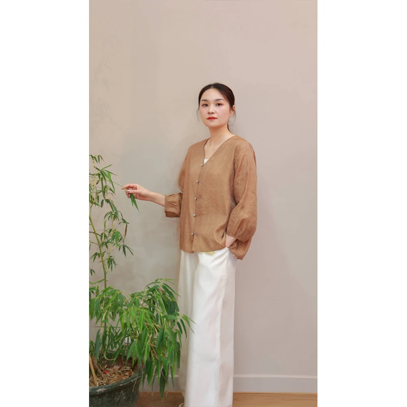 V领小衫（24710789-丁香褐）