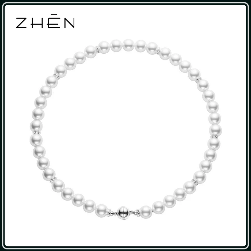 铜合金项链 【美丽人生】10mm简约小众轻奢气质时尚百搭珠珠项链