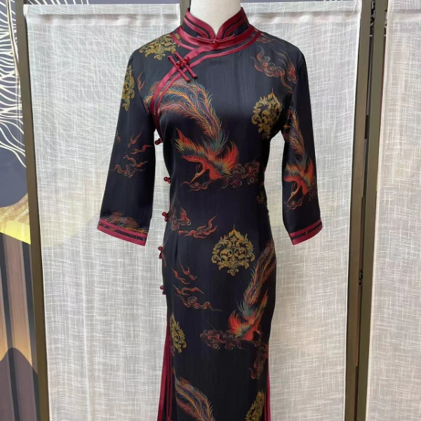 【火凤凰】2024春季新款复古修身气质优雅日常百搭旗袍