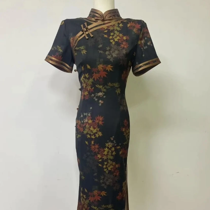 【彩枫】2024夏季新款复古百搭优雅大方日常淑女旗袍