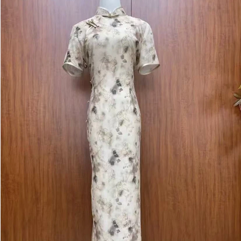 【花蝶相戏】2024新款复古修身气质优雅日常长款旗袍