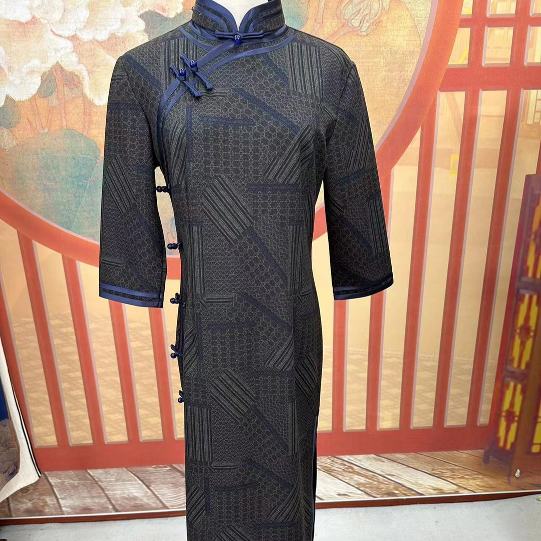 【空间格】新款复古修身长款优雅旗袍