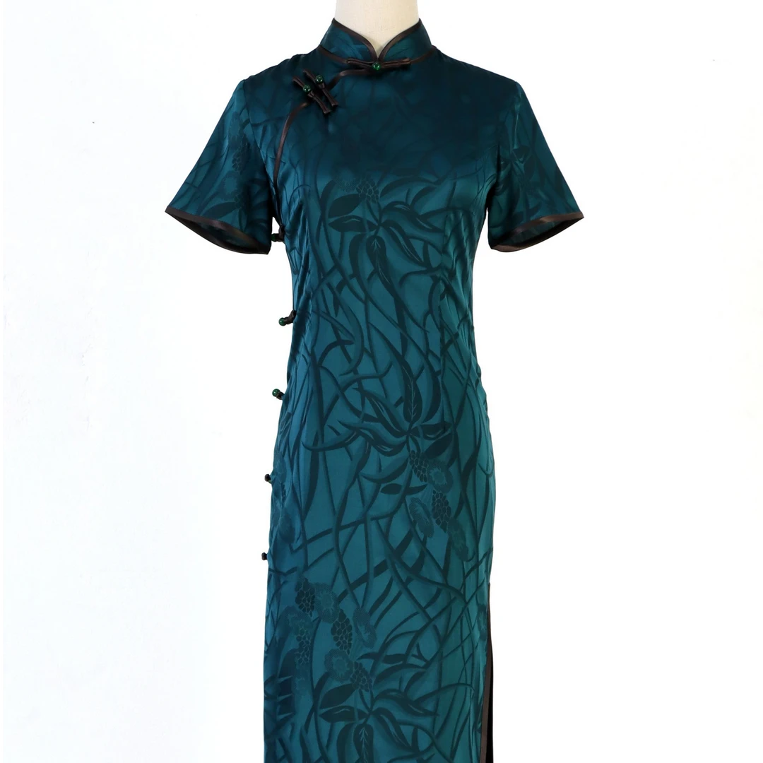 【风情绿意】2024江南复古修身气质优雅长款旗袍