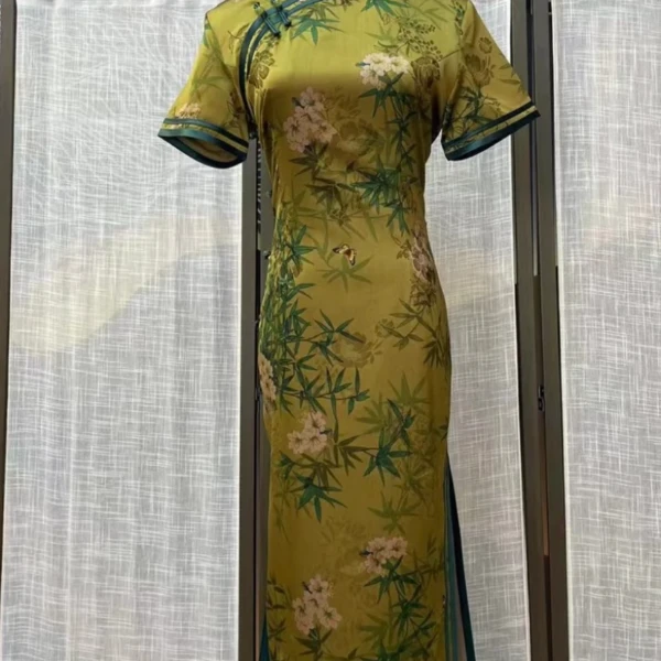 【花竹蝶】2024夏季新款复古百搭优雅大方日常淑女旗袍