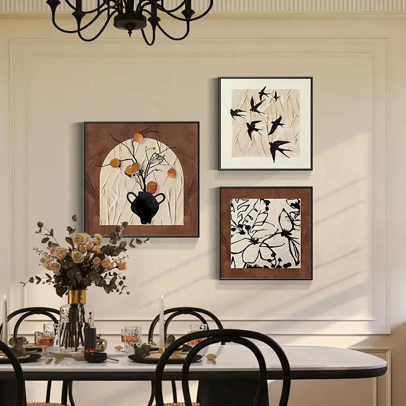 高级感大气餐厅挂画中轻奢壁画法式卧室床头玄关组合画客厅装饰画
