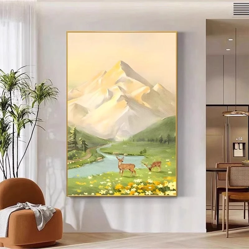 背有靠山绿植风景装饰画轻奢客厅沙发墙挂画入户客厅背景墙挂画