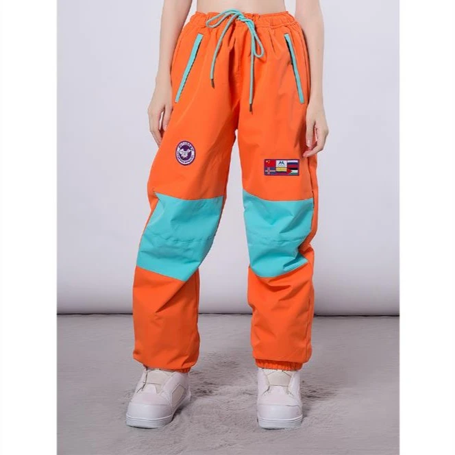 24新潮滑雪裤男女款户外单板防风防水保暖束腿滑雪工装裤韩国宽松