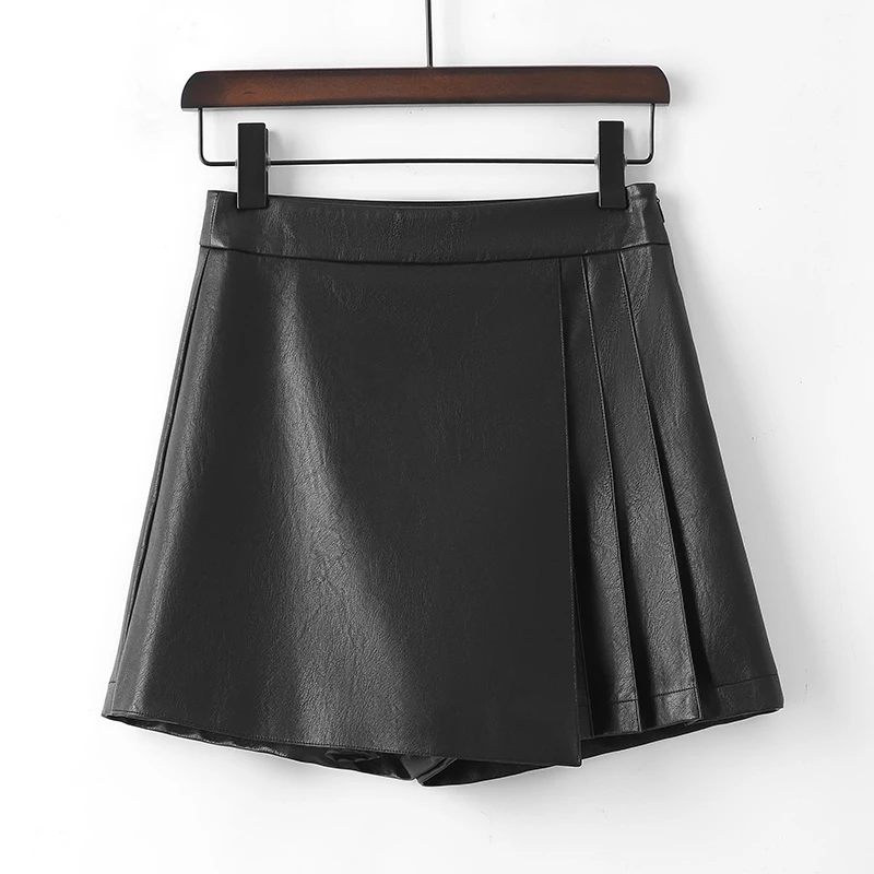 不规则短裤半身裙女秋冬2023新款显瘦a字裙百搭黑色高腰百褶裙裤
