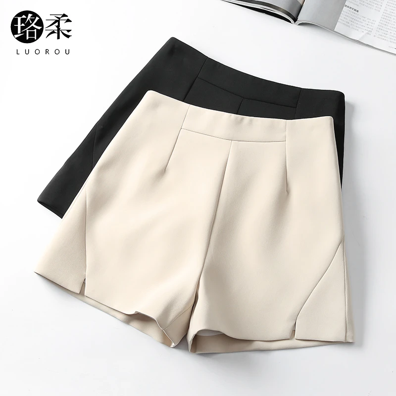 高腰舒适西装短裤女夏天2023新款显瘦阔腿小个子大码宽松a字热裤