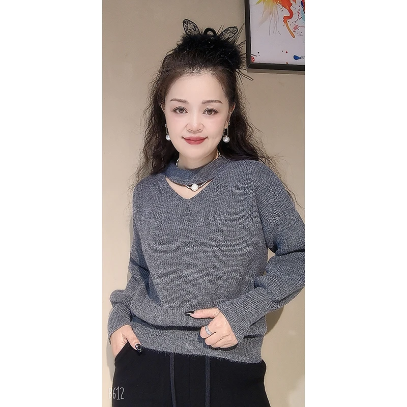 LMY 小心机镂空领毛衣 #8838