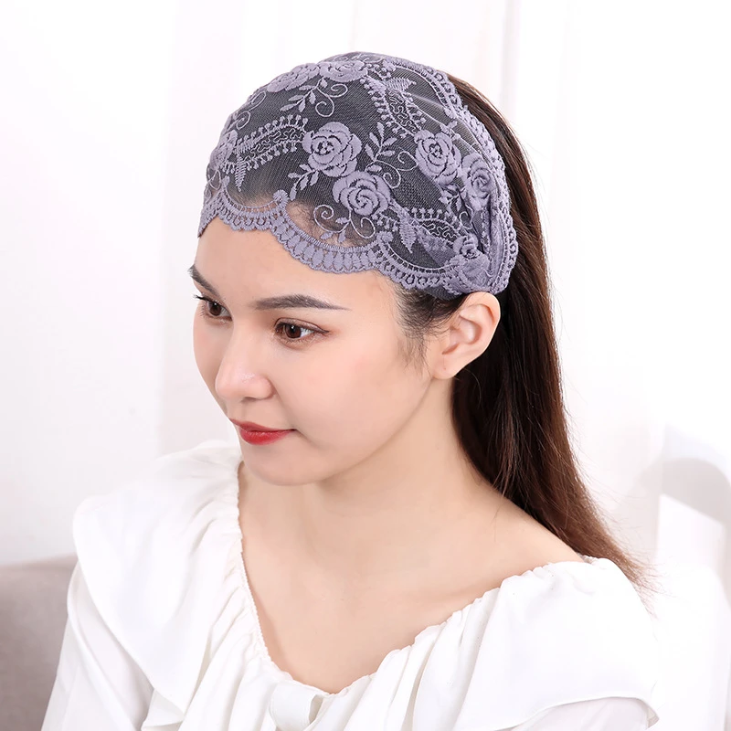 刺绣蕾丝透气遮白发发带女简约宽边百搭清新夏季新款头箍头饰帽子