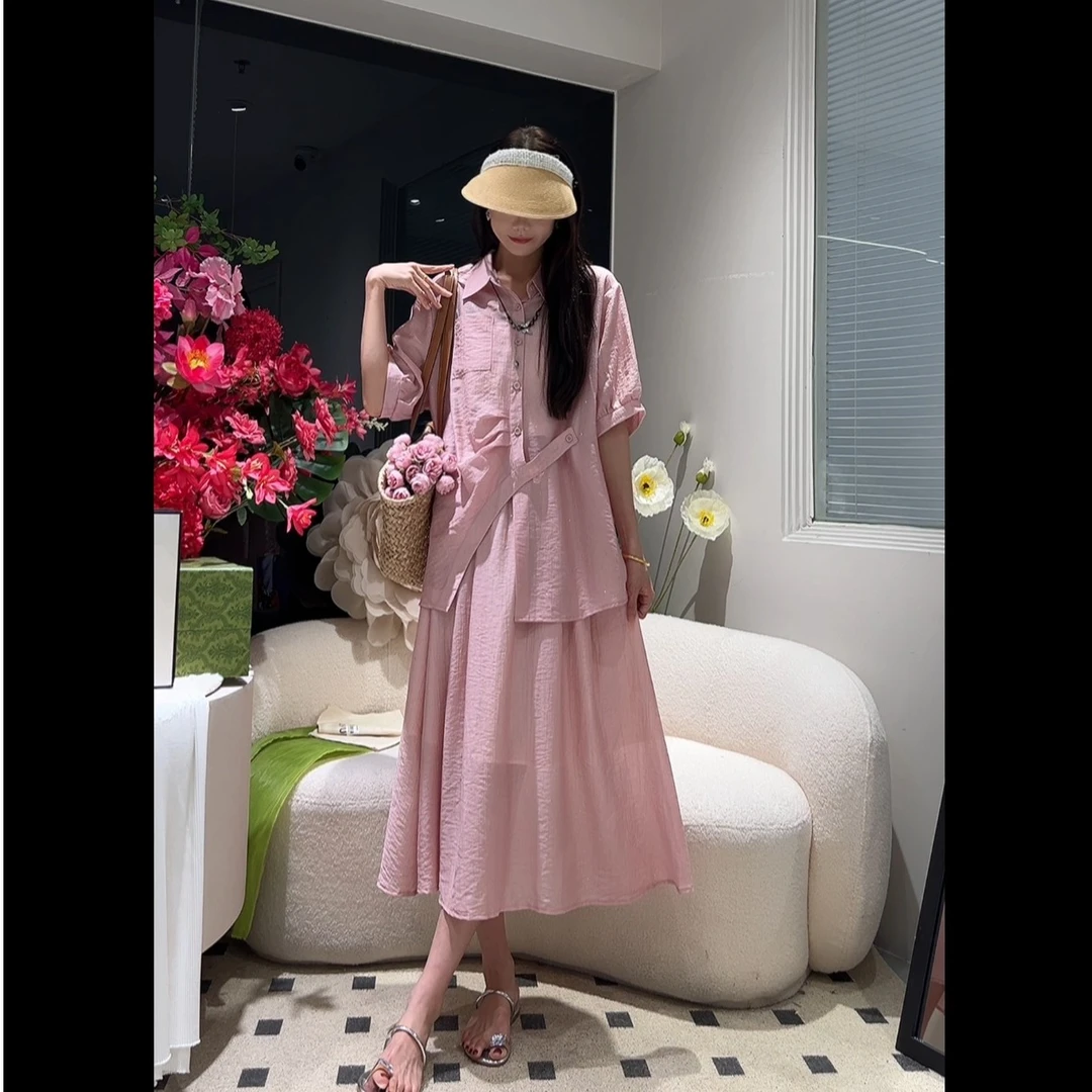 欧货时尚气质套装女夏季新款设计感衬衫甜美减龄收腰显瘦半身裙