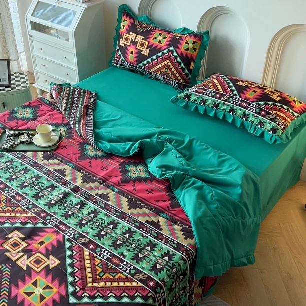 【新疆包邮】波西米亚夏凉被四件套欧美加厚印花民族风多功能双面