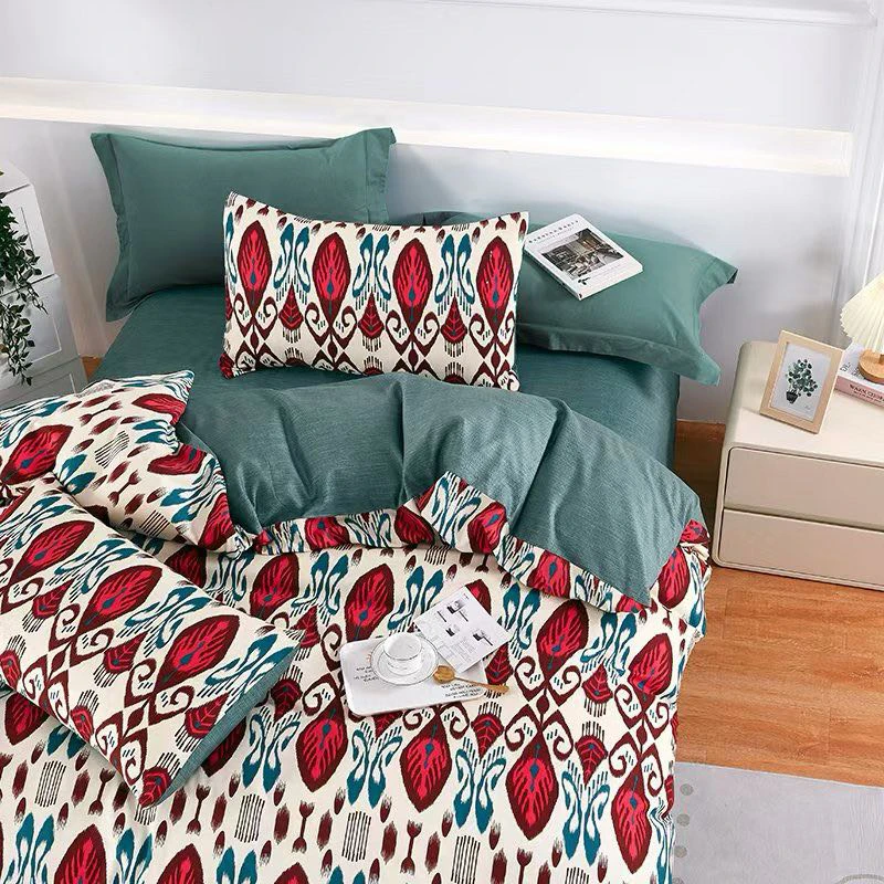 【新疆包邮】艾特莱斯轻奢民族风四件套双人床印花磨毛斜纹舒适亲肤