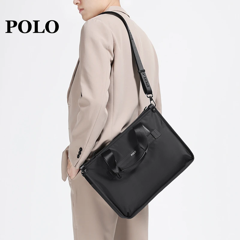 POLO公文包男大容量15寸电脑包轻便专用通勤斜挎包百搭手提包