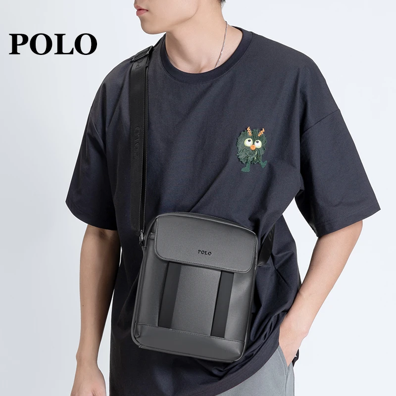 POLO保罗斜挎包男单肩包时尚潮流竖款挎包休闲通勤男士韩版简约包