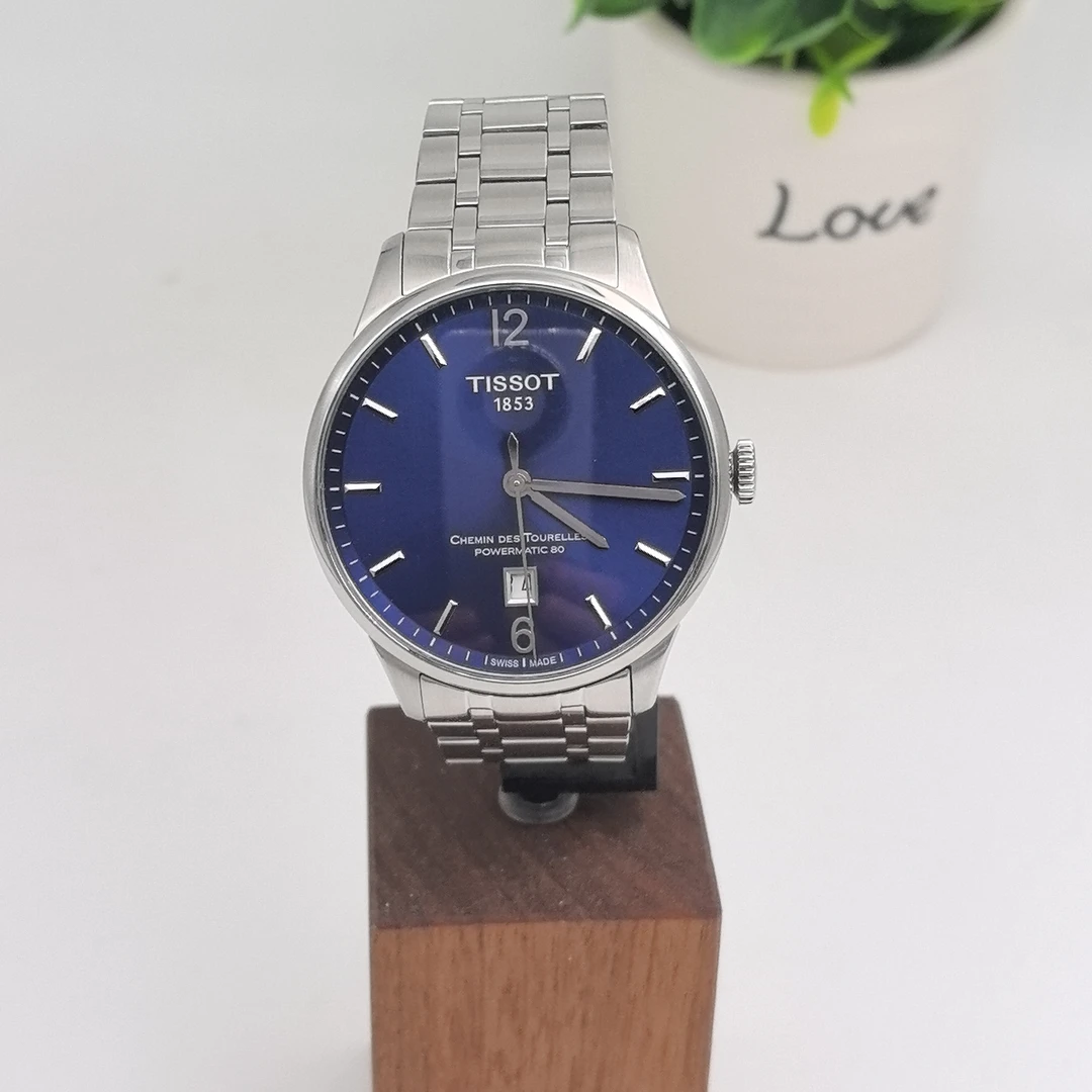 99新 Tissot/天梭 臻时/杜鲁尔瑞士男士机械腕表蓝盘/42盘80机芯