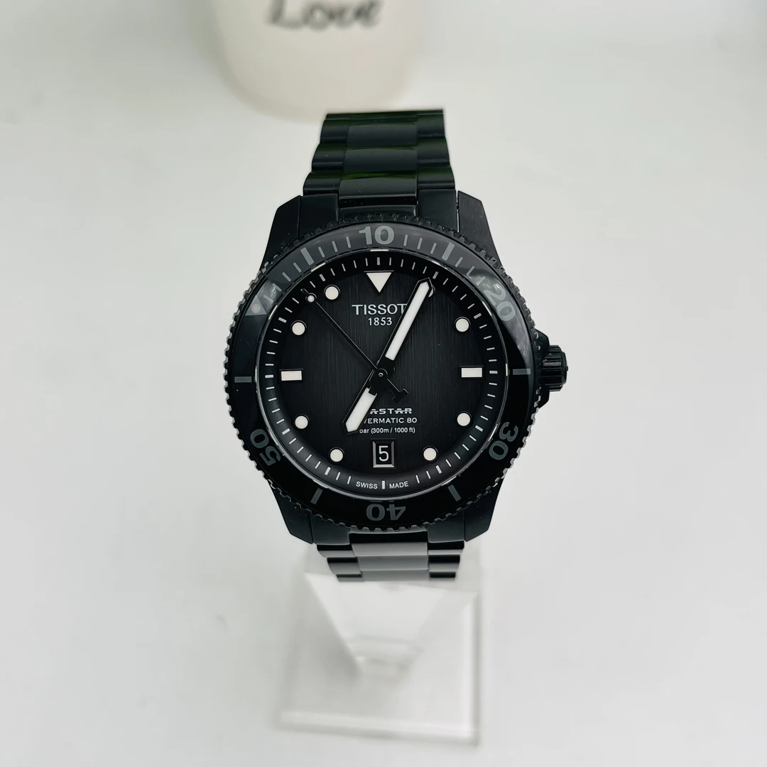 99新 Tissot/天梭 臻时/海星陶瓷圈瑞士机械男士潜水表/40尺寸