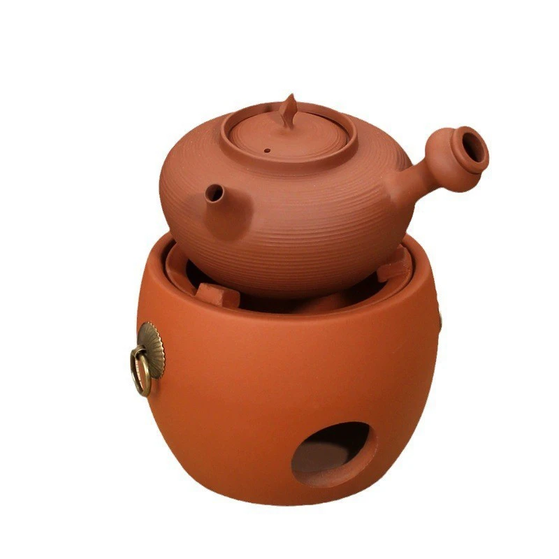 红泥炭炉围炉煮茶茶炉木炭风炉户外茶具砂铫壶侧把壶陶壶烧水壶