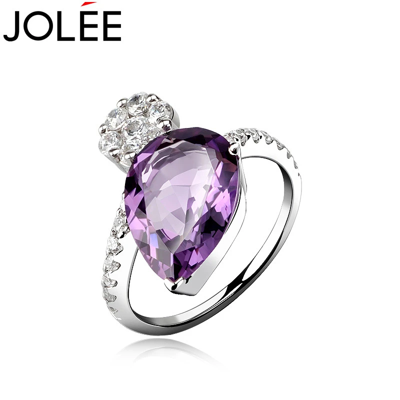 Jolee戒指天然水晶S925银指环时尚轻奢首饰品送女生节日礼物