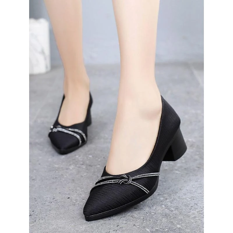 春秋老北京布鞋女高跟新款上班鞋粗跟舒适布鞋妈妈鞋单鞋工作鞋